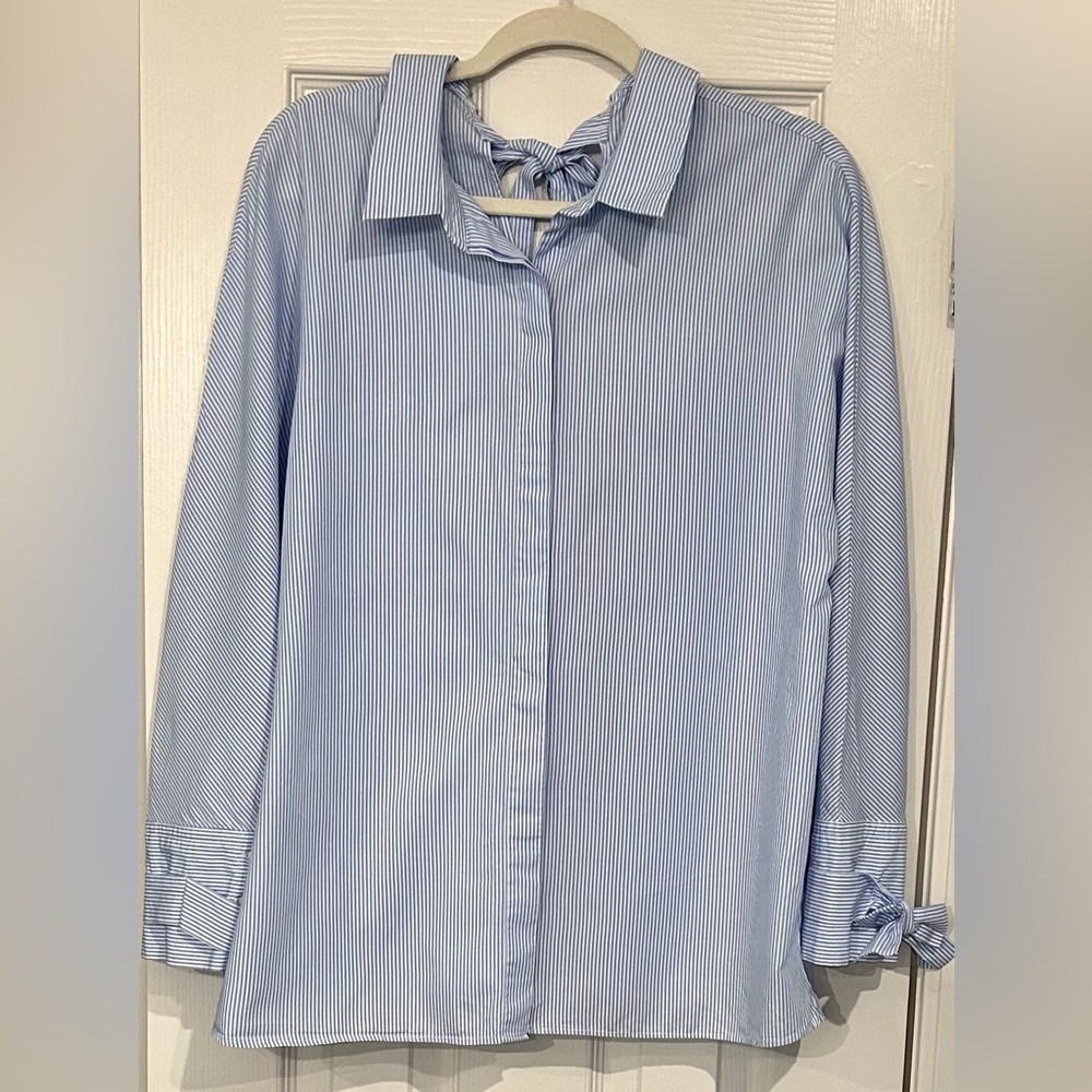 Blue and White Stripped Button Down Shirt